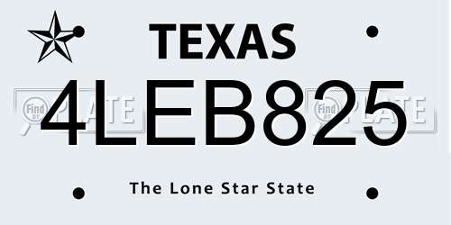 4LEB825 Texas License Plate