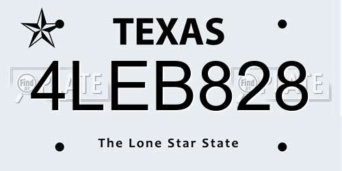 4LEB828 Texas License Plate