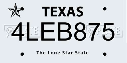 4LEB875 Texas License Plate
