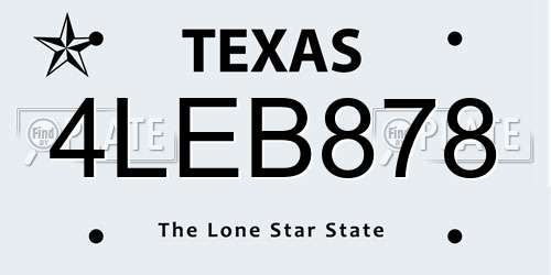 4LEB878 Texas License Plate