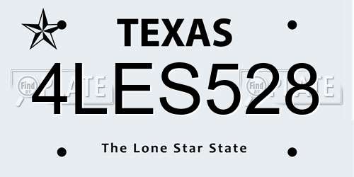 4LES528 Texas License Plate