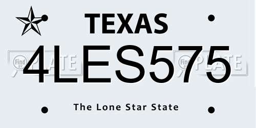 4LES575 Texas License Plate