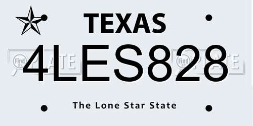 4LES828 Texas License Plate