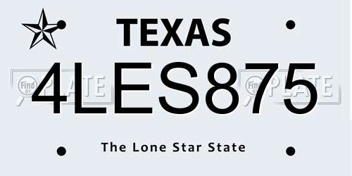4LES875 Texas License Plate