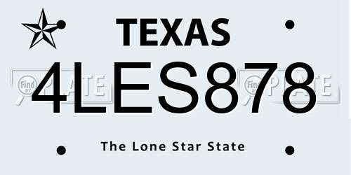 4LES878 Texas License Plate