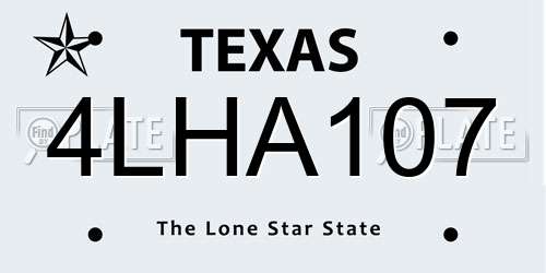 4LHA107 Texas License Plate