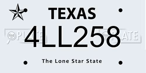 4LL258 Texas License Plate
