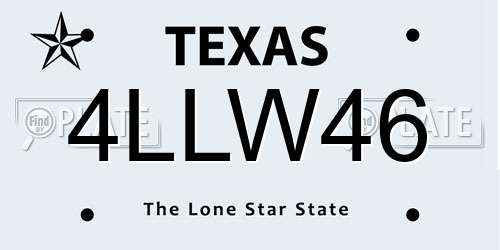 4LLW46 Texas License Plate