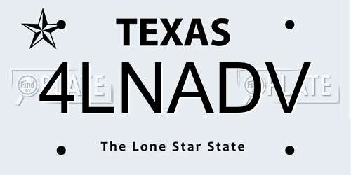 4LNADV Texas License Plate