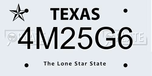 4M25G6 Texas License Plate