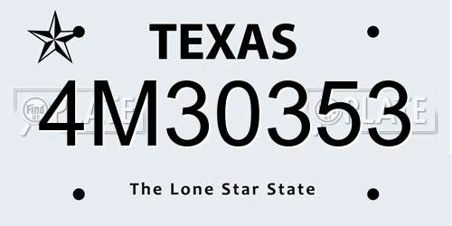 4M30353 Texas License Plate