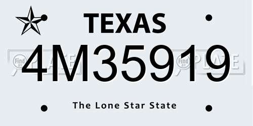 4M35919 Texas License Plate