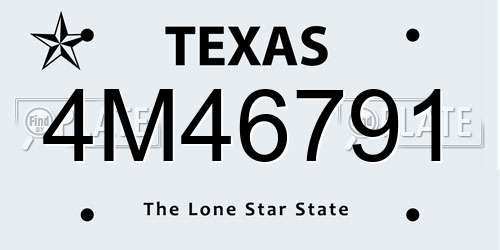 4M46791 Texas License Plate