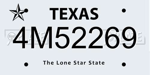 4M52269 Texas License Plate