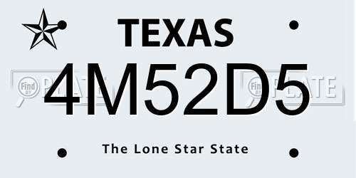 4M52D5 Texas License Plate