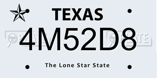 4M52D8 Texas License Plate