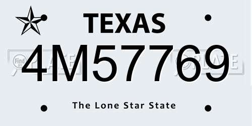 4M57769 Texas License Plate