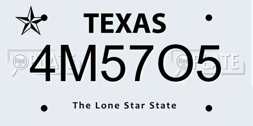 4M57O5 Texas License Plate