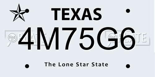 4M75G6 Texas License Plate