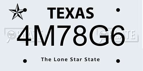 4M78G6 Texas License Plate