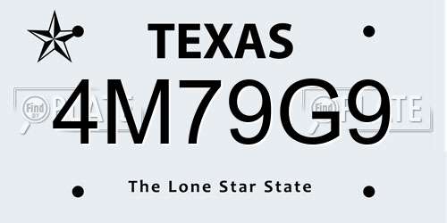 4M79G9 Texas License Plate