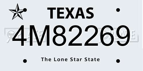 4M82269 Texas License Plate