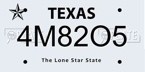 4M82O5 Texas License Plate