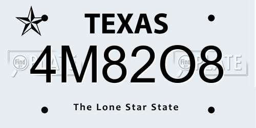 4M82O8 Texas License Plate