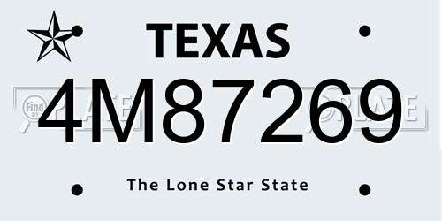 4M87269 Texas License Plate