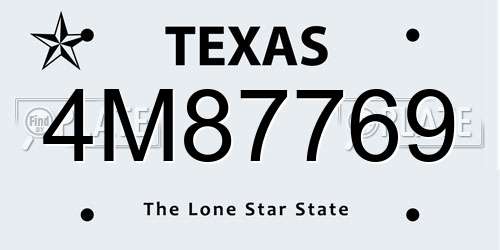 4M87769 Texas License Plate