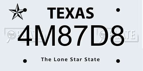 4M87D8 Texas License Plate