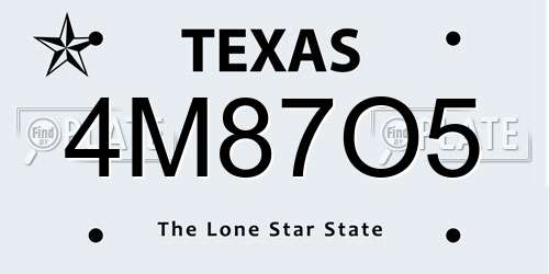 4M87O5 Texas License Plate
