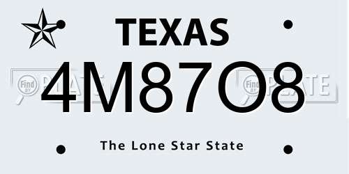 4M87O8 Texas License Plate