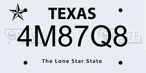4M87Q8 Texas License Plate