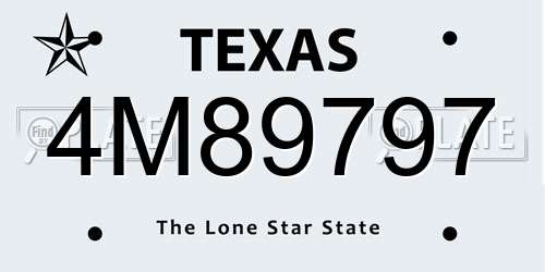 4M89797 Texas License Plate