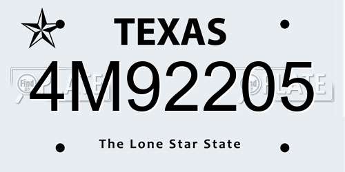 4M92205 Texas License Plate
