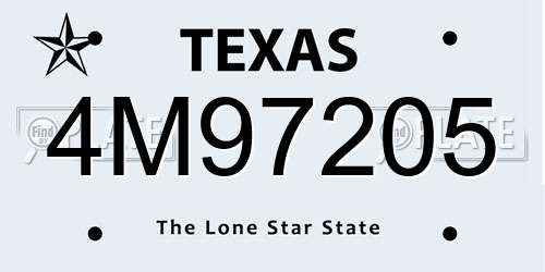 4M97205 Texas License Plate