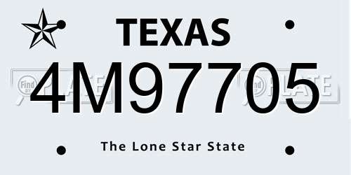4M97705 Texas License Plate