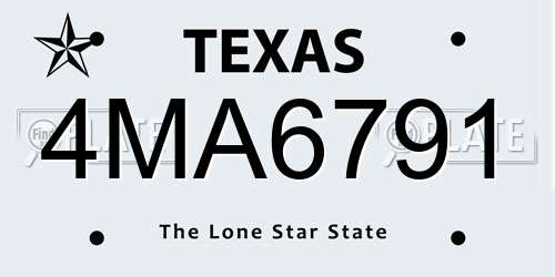 4MA6791 Texas License Plate