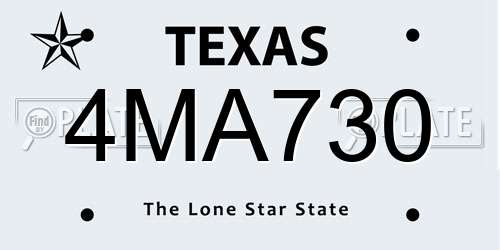 4MA730 Texas License Plate