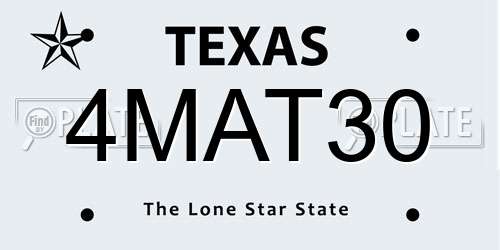 4MAT30 Texas License Plate