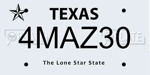 4MAZ30 Texas License Plate