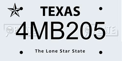 4MB205 Texas License Plate