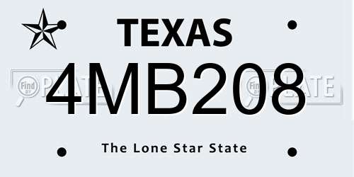 4MB208 Texas License Plate
