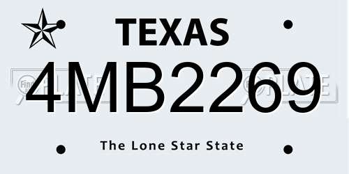 4MB2269 Texas License Plate