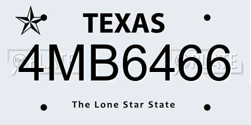 4MB6466 Texas License Plate