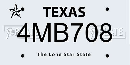 4MB708 Texas License Plate
