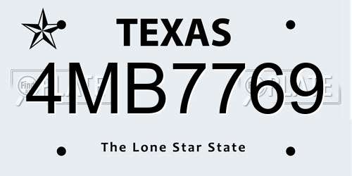 4MB7769 Texas License Plate