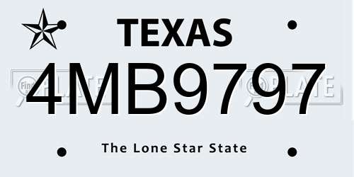 4MB9797 Texas License Plate