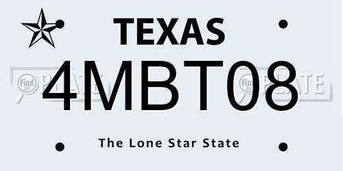 4MBT08 Texas License Plate